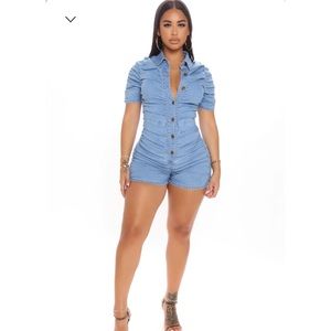 Fashion Nova Ready For Brunch Denim Romper